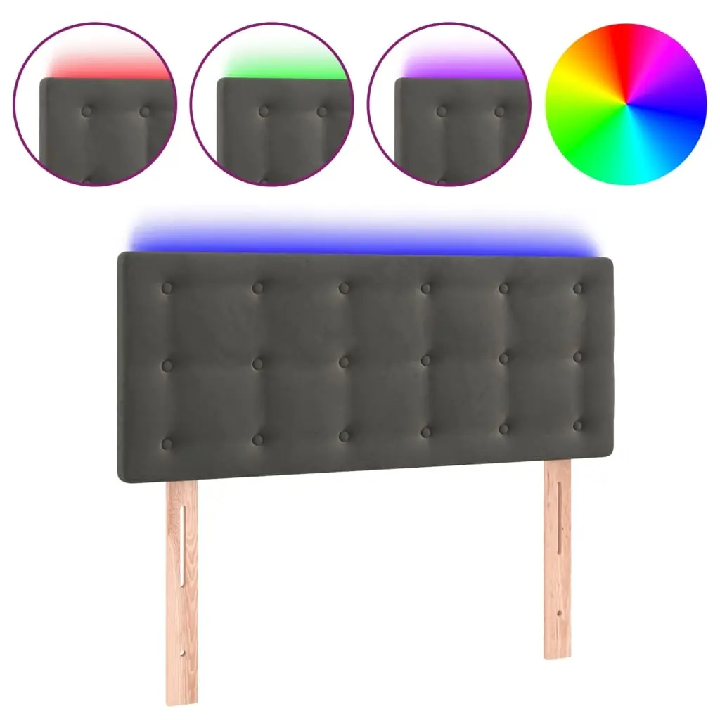 LED Headboard Dark Grey 100 cm Velvet 3122089 - Furniture