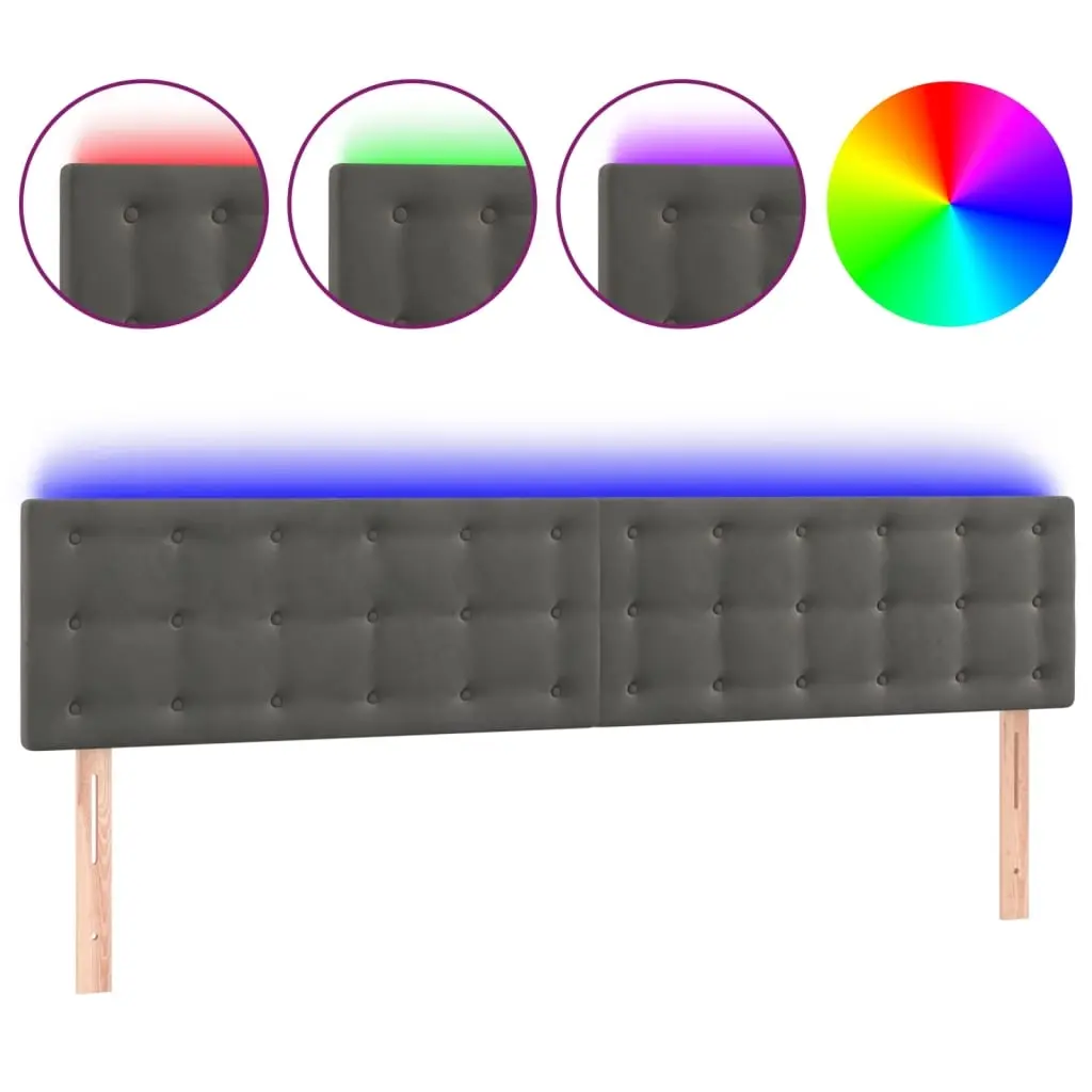 LED Headboard Dark Grey 160 cm Velvet 3122101 - Furniture