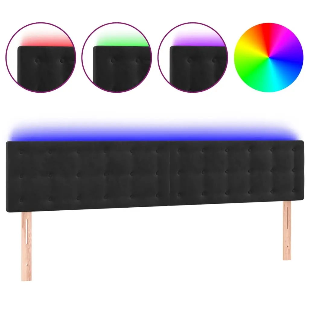LED Headboard Black 200 cm Velvet 3122114 - Furniture