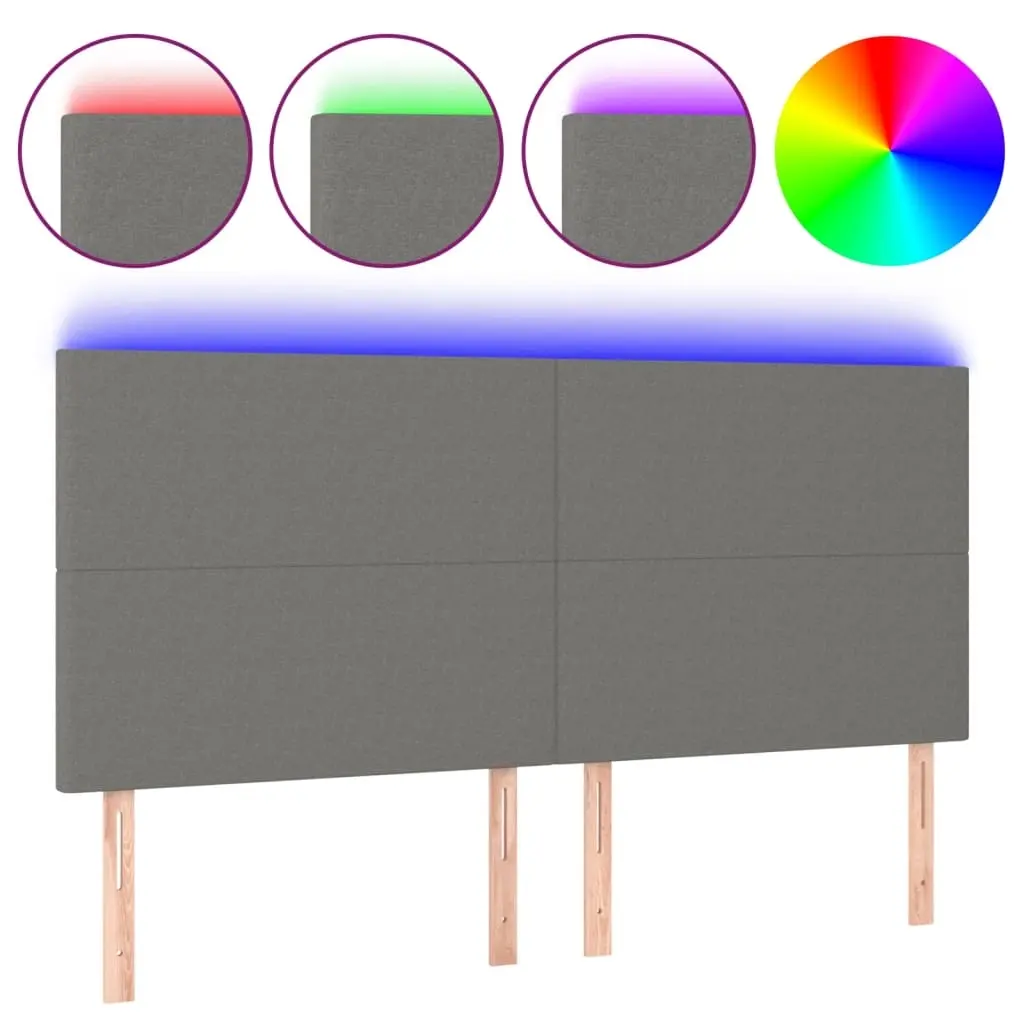 LED Headboard Dark Grey 160 cm Fabric 3122151 - Furniture