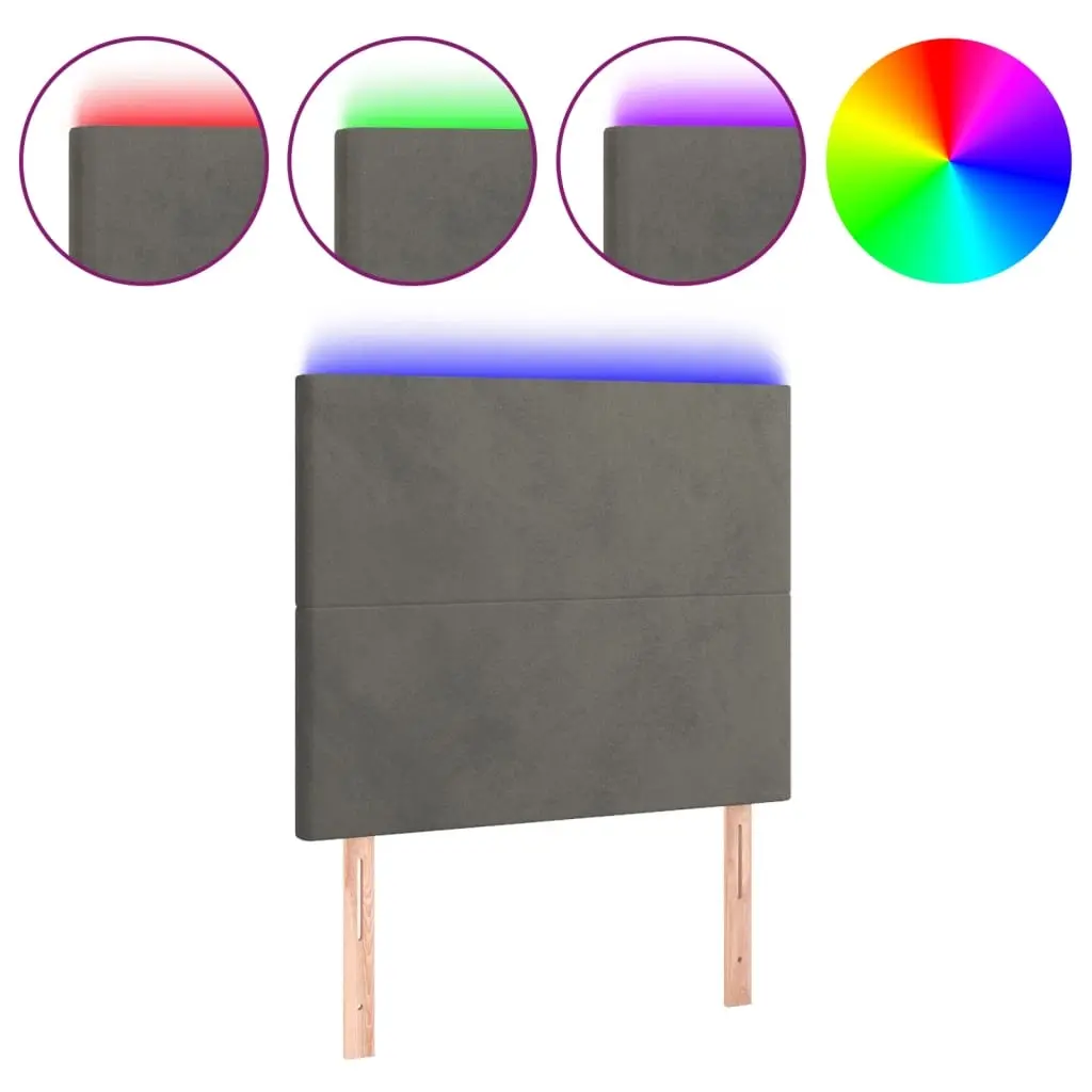 LED Headboard Dark Grey 80 cm Velvet 3122175 - Furniture