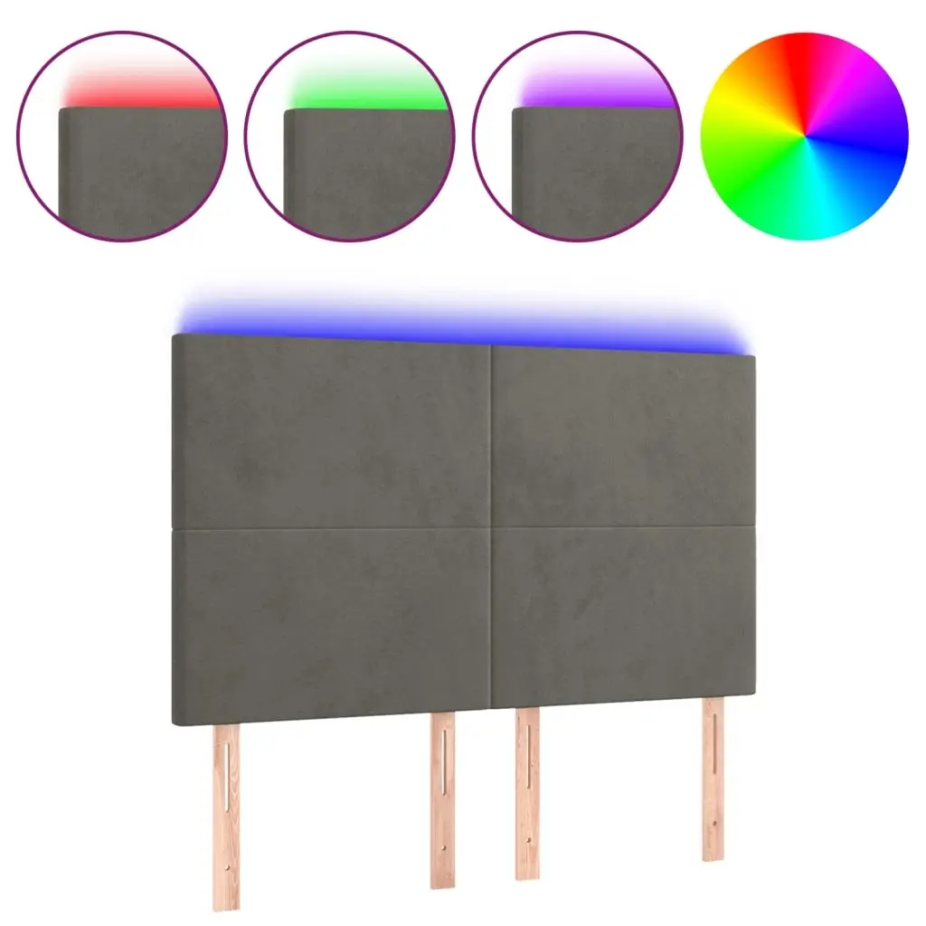 LED Headboard Dark Grey 144 cm Velvet 3122193 - Furniture
