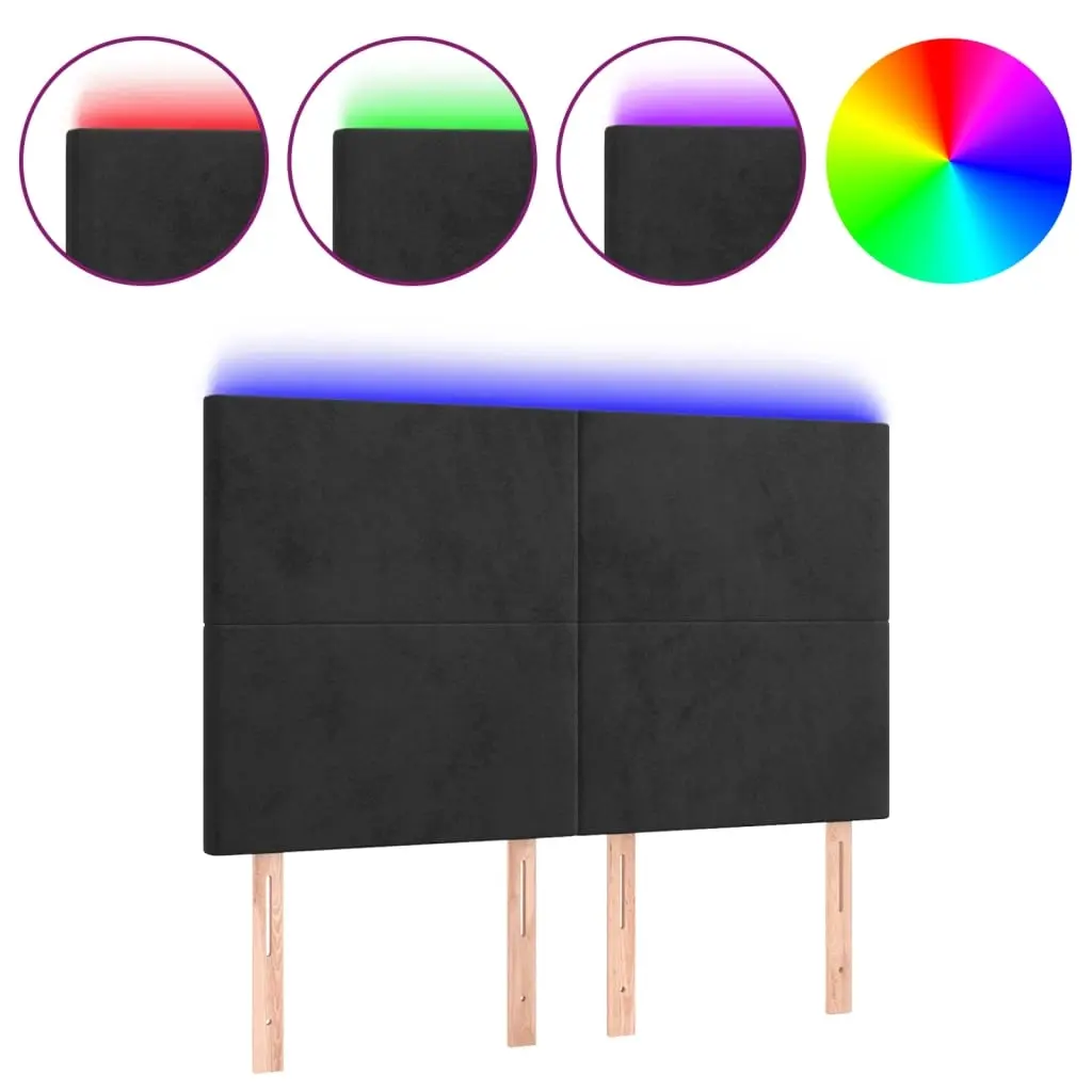 LED Headboard Black 144 cm Velvet 3122194 - Furniture
