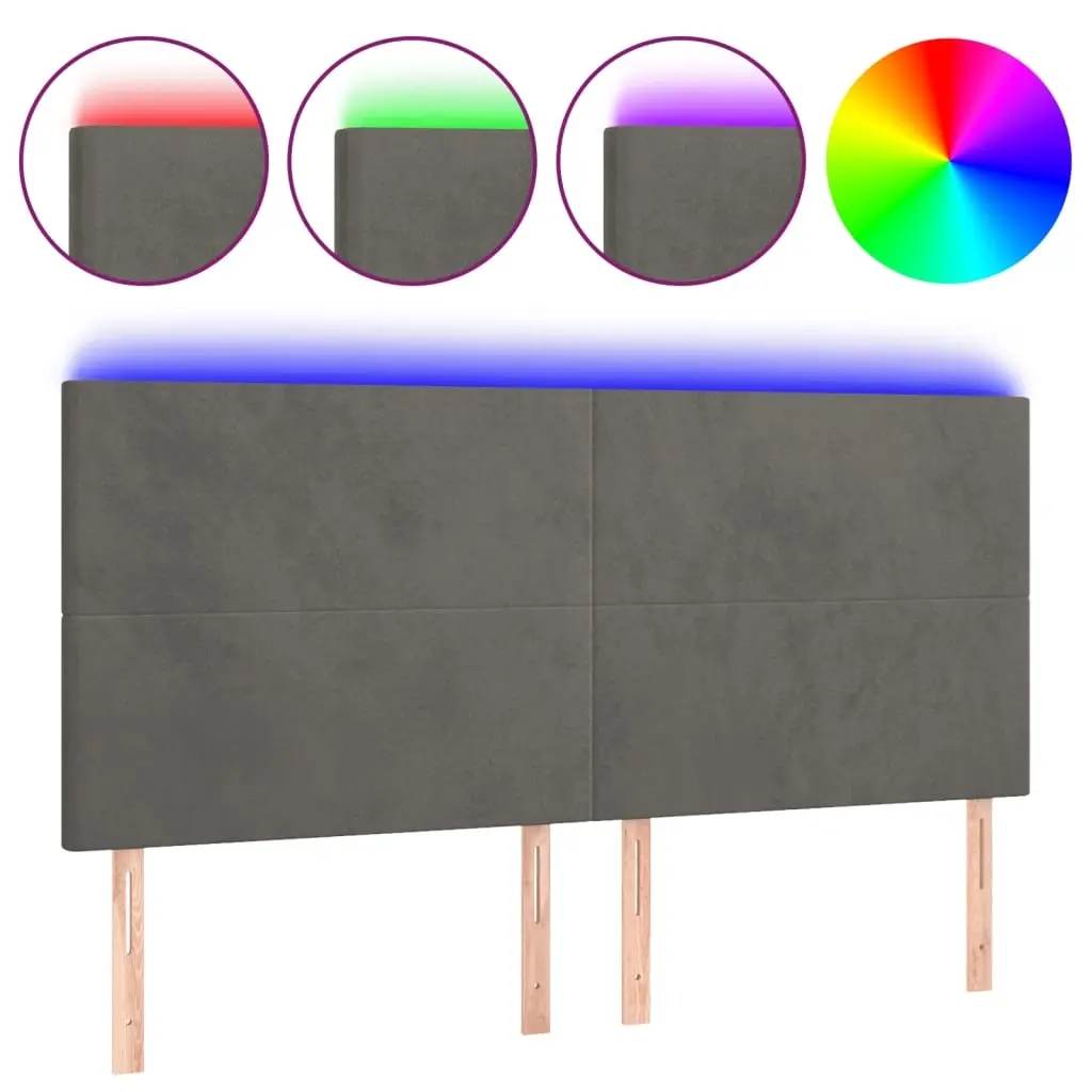 LED Headboard Dark Grey 160 cm Velvet 3122199 - Furniture
