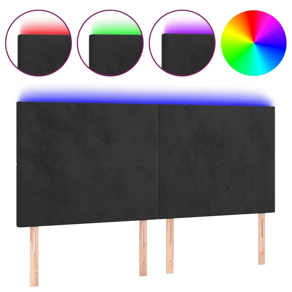 LED Headboard Black 200x5x118/128 cm Velvet 3122212 - Furniture