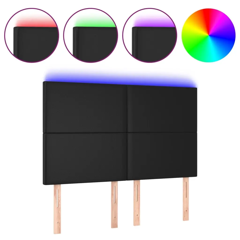 LED Headboard Black 144 cm Faux Leather 3122234 - Furniture