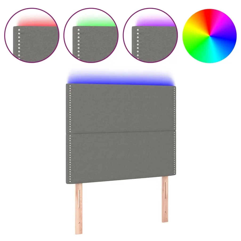 LED Headboard Dark Grey 80 cm Fabric 3122259 - Furniture