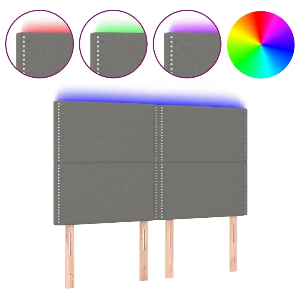 LED Headboard Dark Grey 144 cm Fabric 3122283 - Furniture