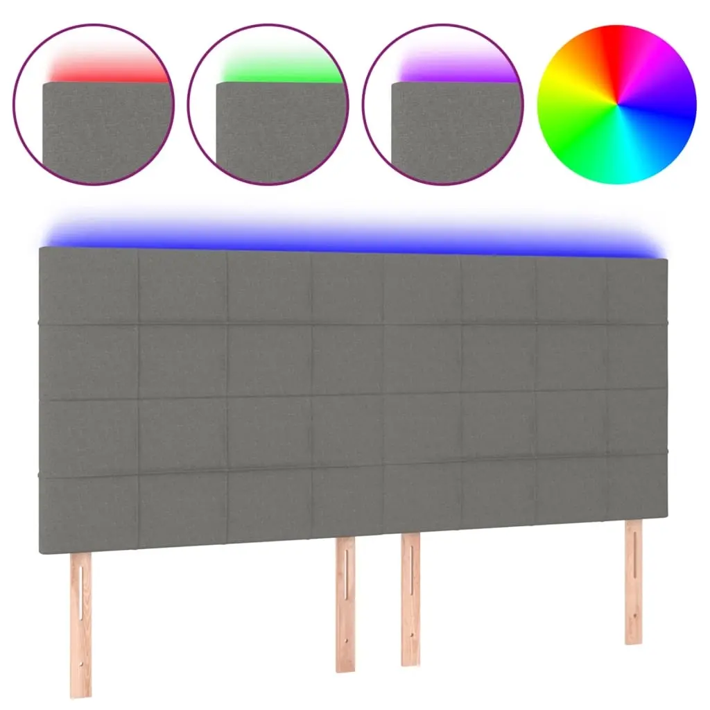LED Headboard Dark Grey 160x5x118/128 cm Fabric 3122431 - Furniture