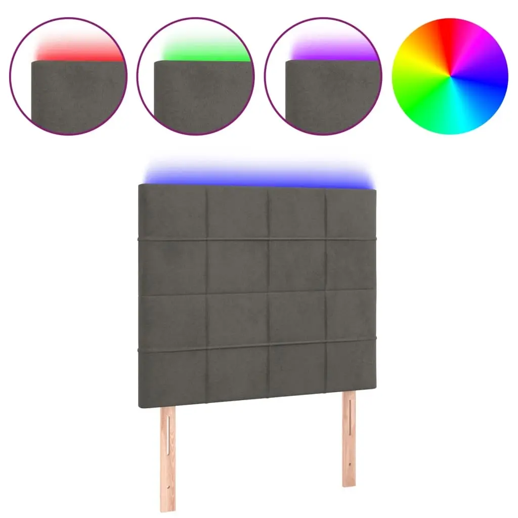 LED Headboard Dark Grey 80 cm Velvet 3122455 - Furniture