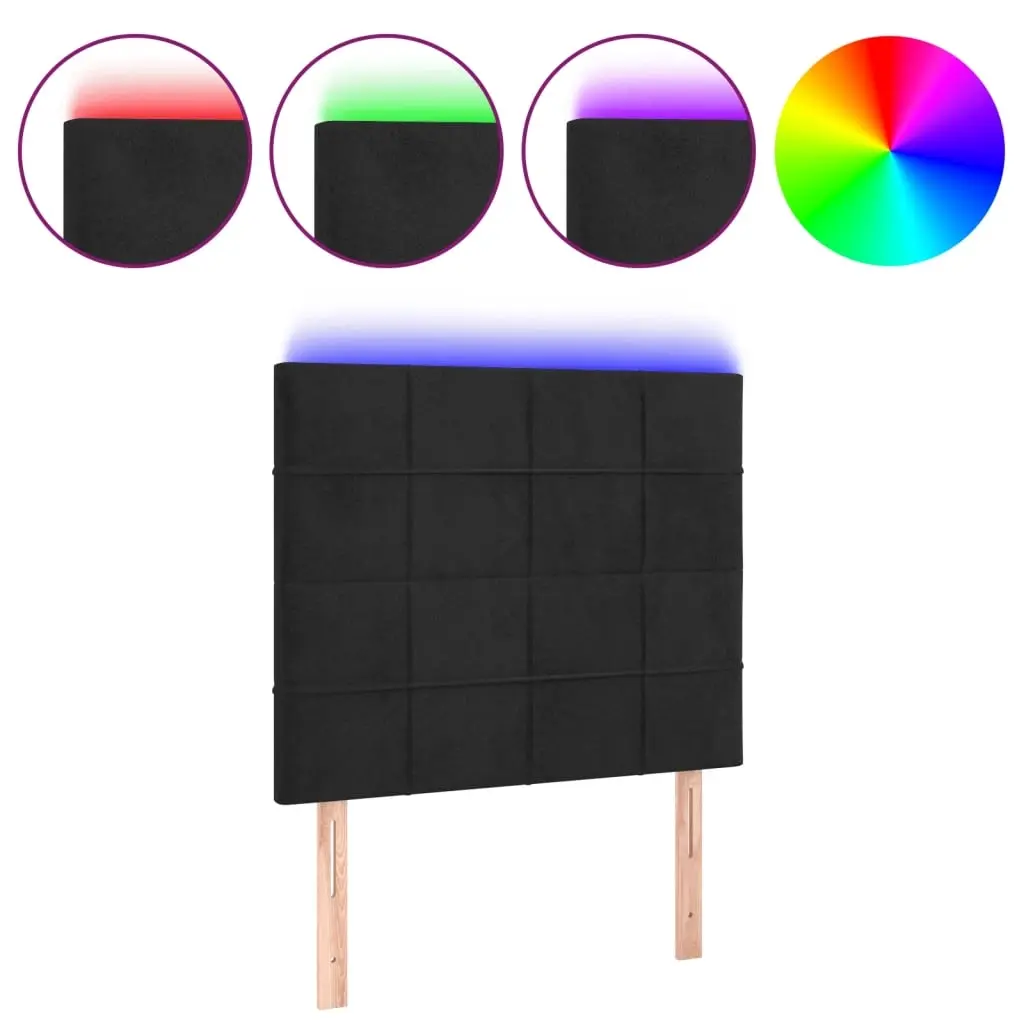 LED Headboard Black 80 cm Velvet 3122456 - Furniture