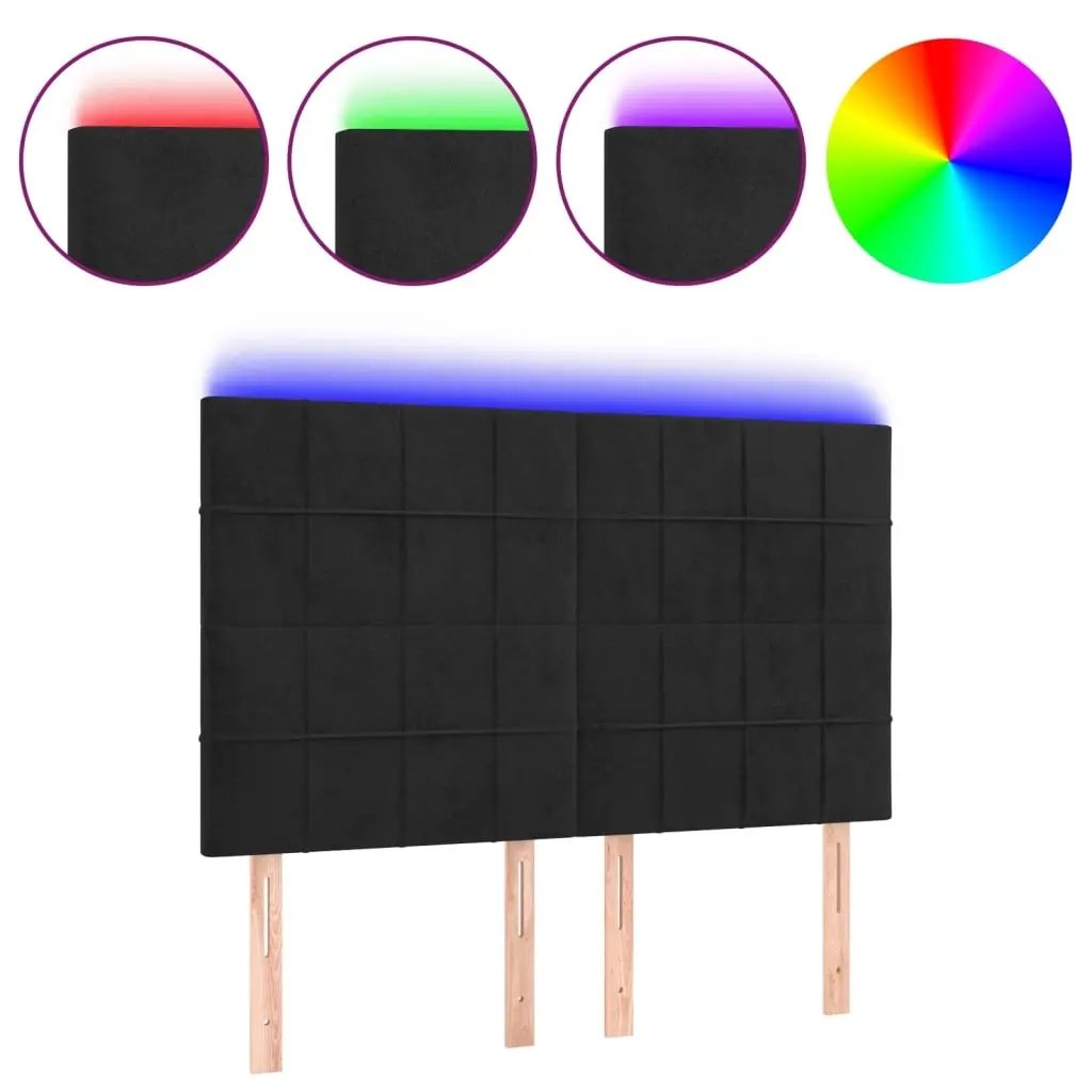 LED Headboard Black 144 cm Velvet 3122474 - Furniture