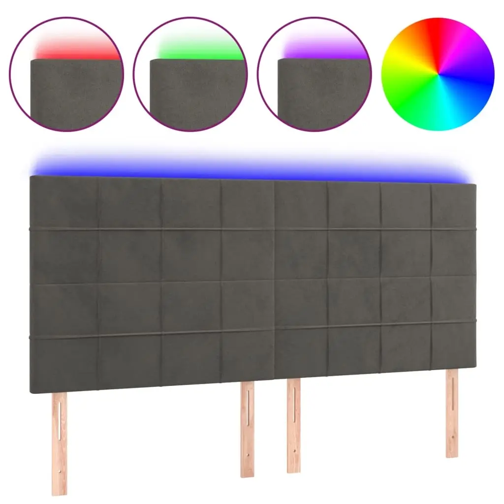 LED Headboard Dark Grey 160 cm Velvet 3122479 - Furniture