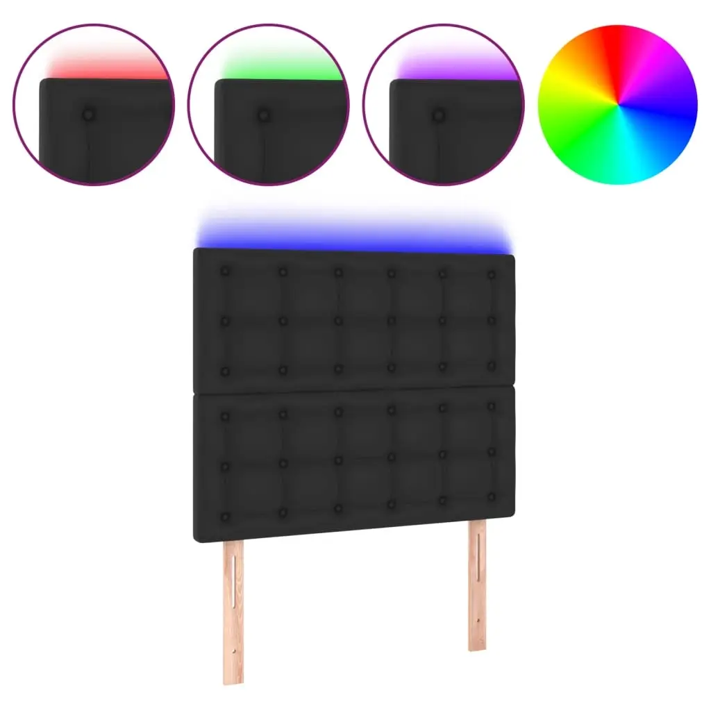 LED Headboard Black 80 cm Faux Leather 3122496 - Furniture