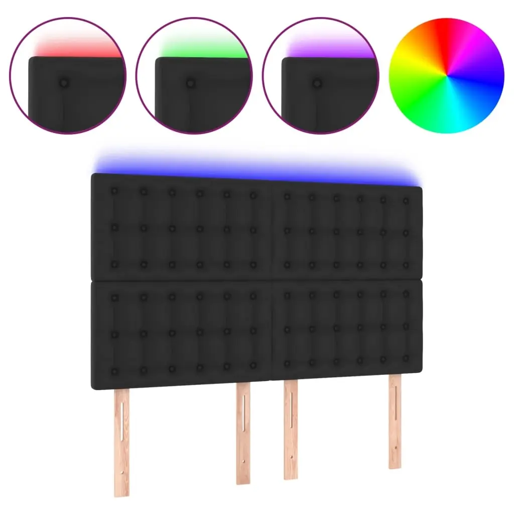 LED Headboard Black 144 cm Faux Leather 3122514 - Furniture
