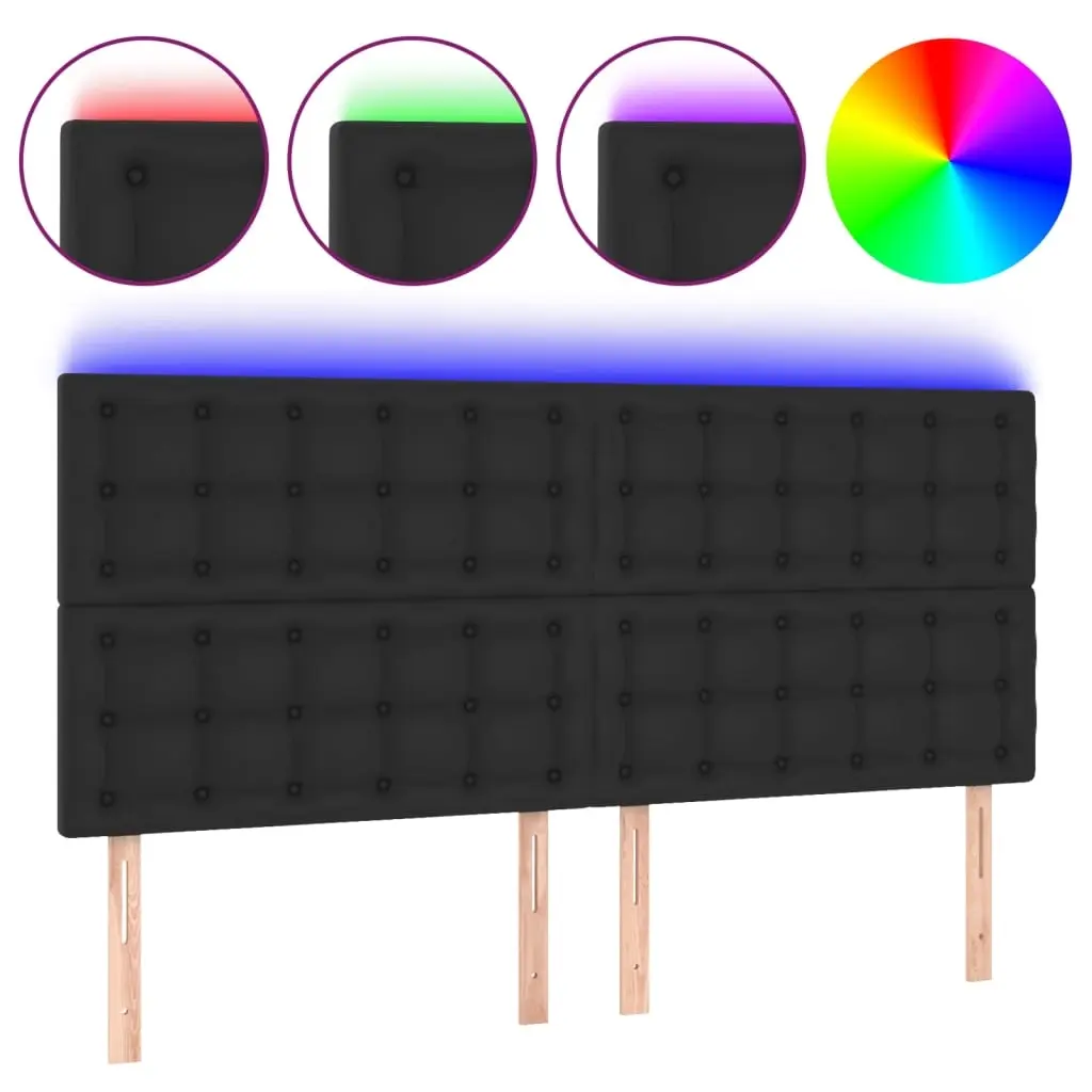 LED Headboard Black 200 cm Faux Leather 3122532 - Furniture