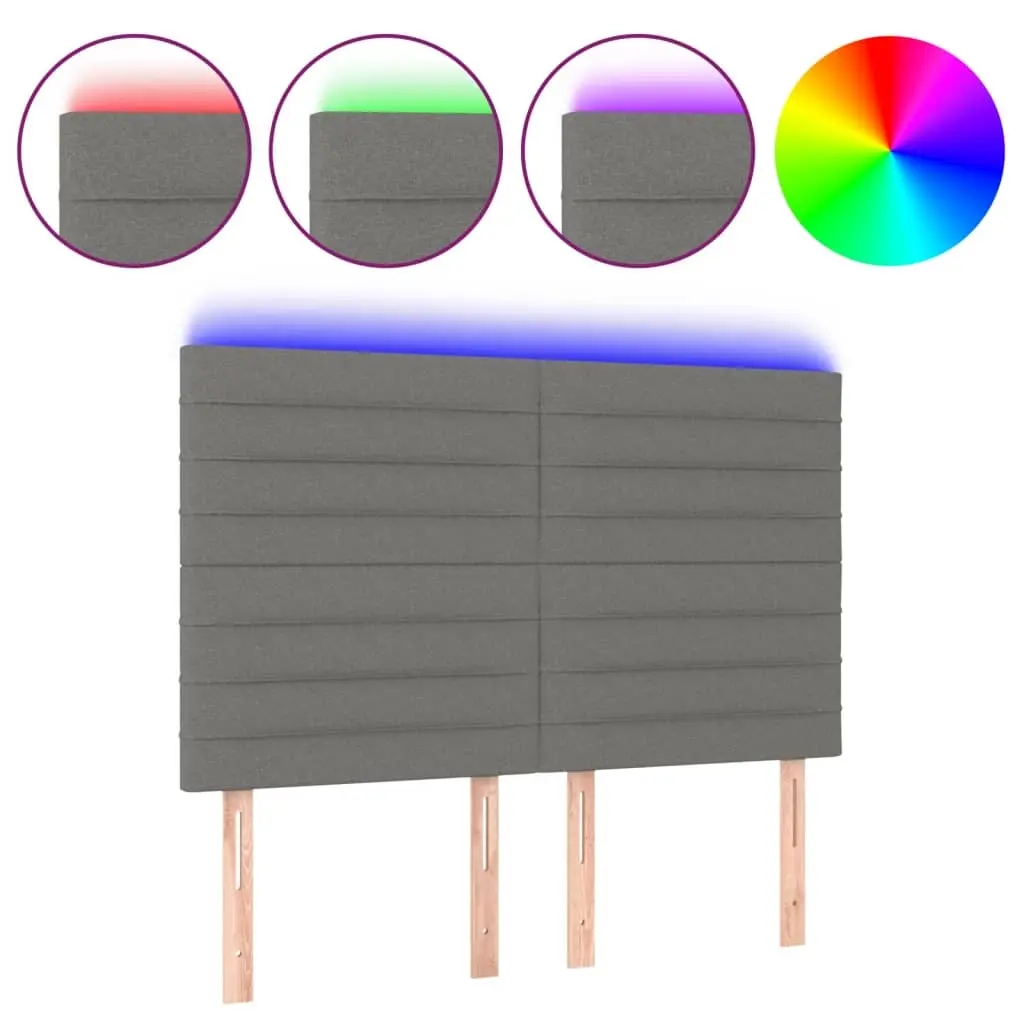 LED Headboard Dark Grey 144 cm Fabric 3122563 - Furniture