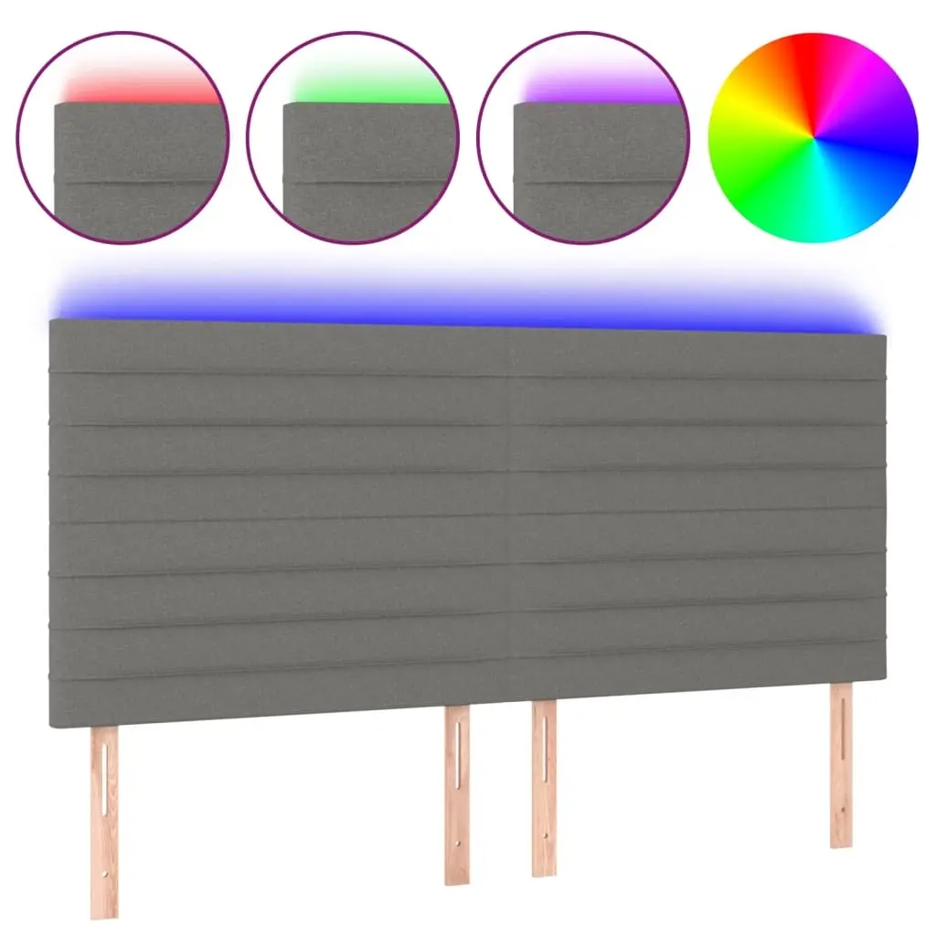 LED Headboard Dark Grey 200 cm Fabric 3122587 - Furniture