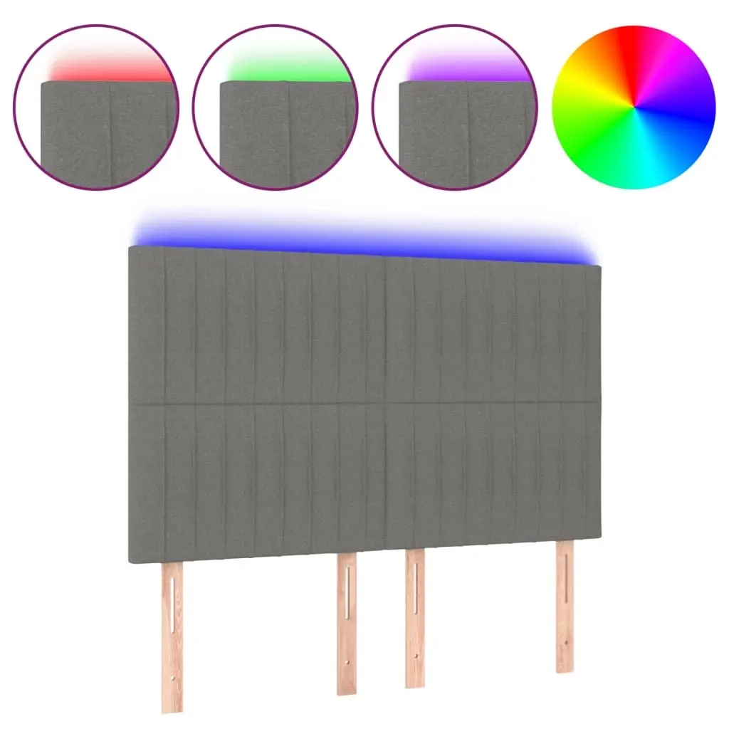 LED Headboard Dark Grey 144 cm Fabric 3122661 - Furniture