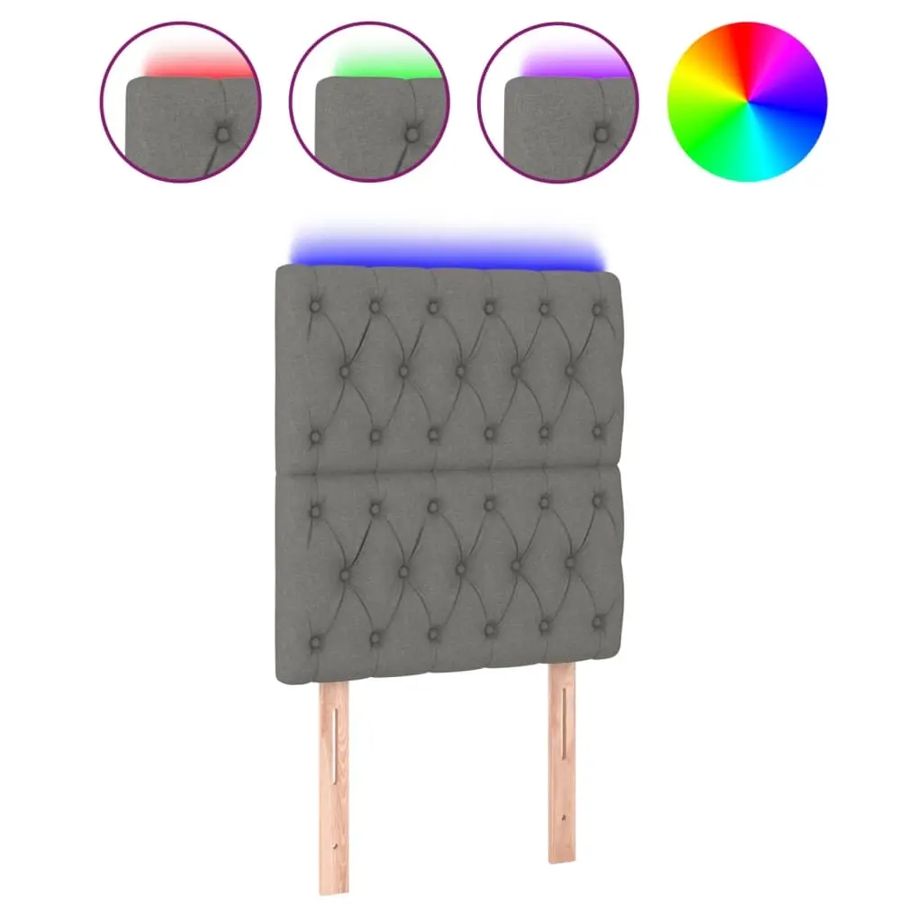 LED Headboard Dark Grey 80 cm Fabric 3122735 - Furniture