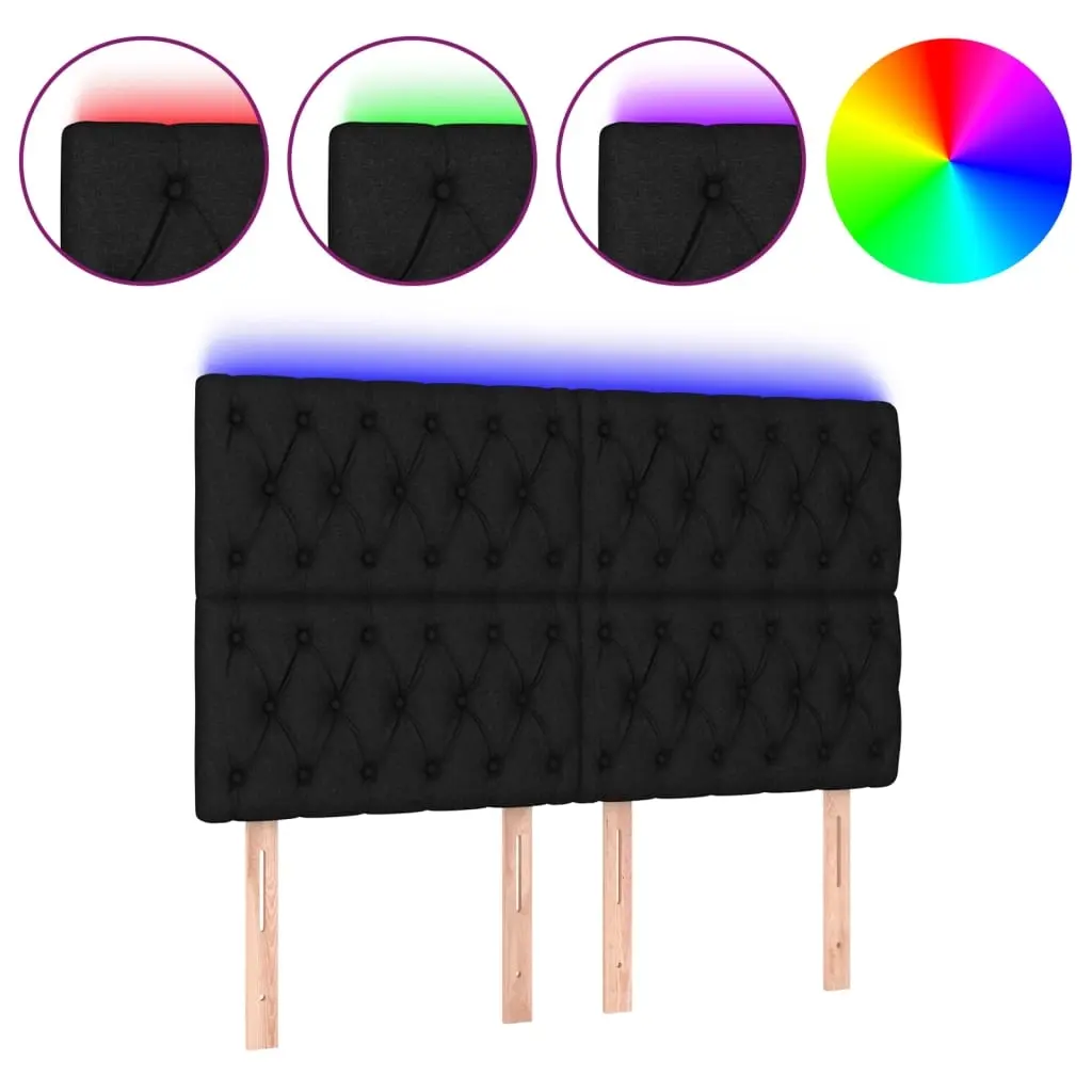 LED Headboard Black 144 cm Fabric 3122760 - Furniture