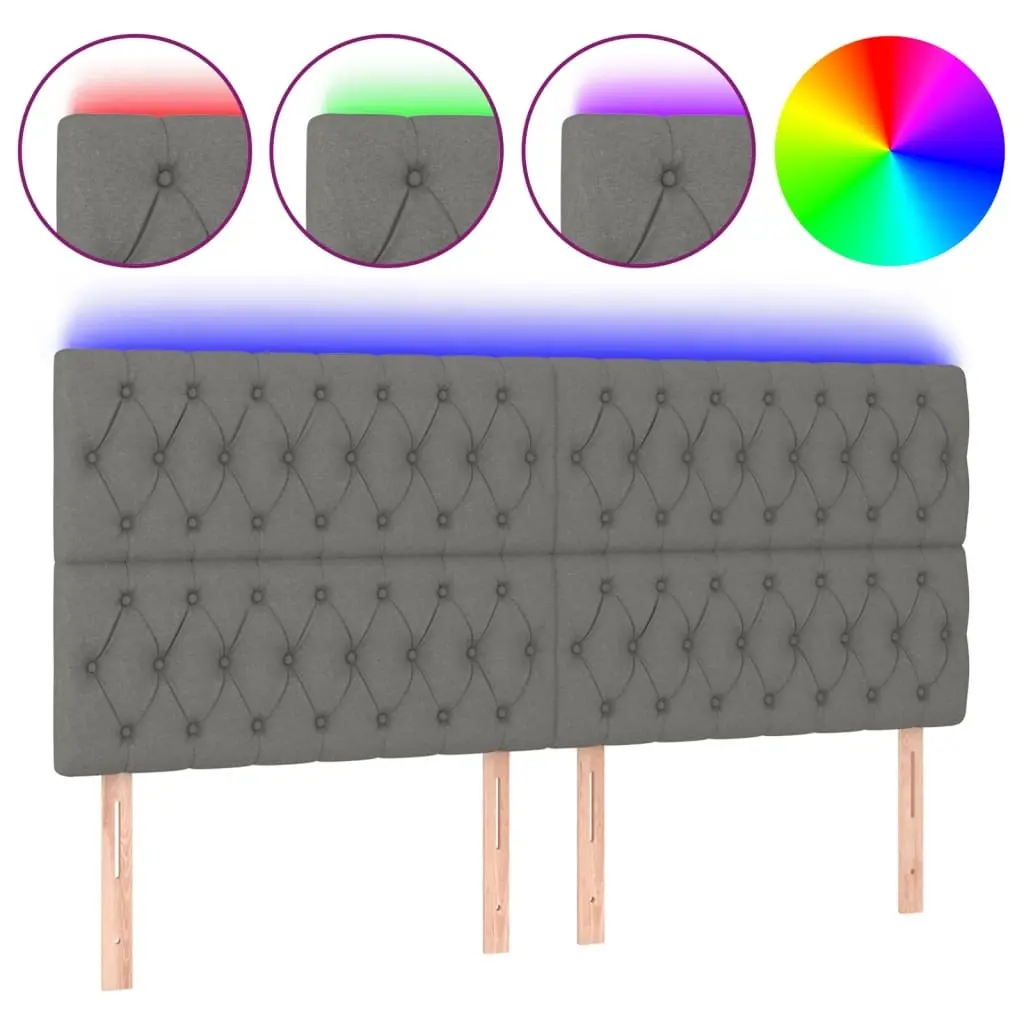 LED Headboard Dark Grey 200 cm Fabric 3122783 - Furniture
