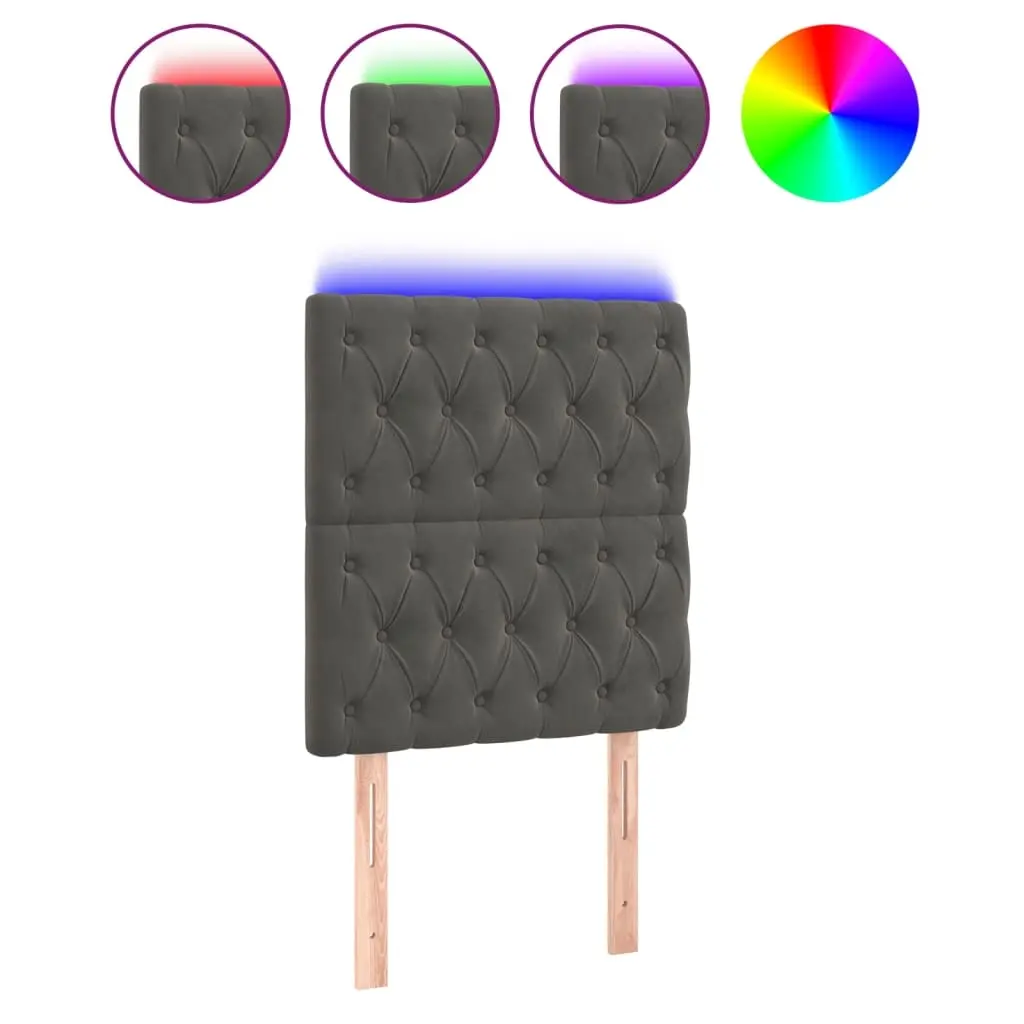 LED Headboard Dark Grey 80 cm Velvet 3122791 - Furniture