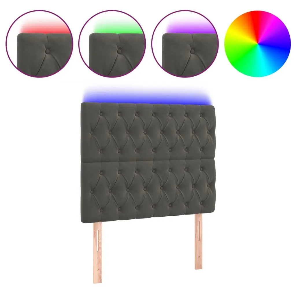 LED Headboard Dark Grey 100 cm Velvet 3122803 - Furniture