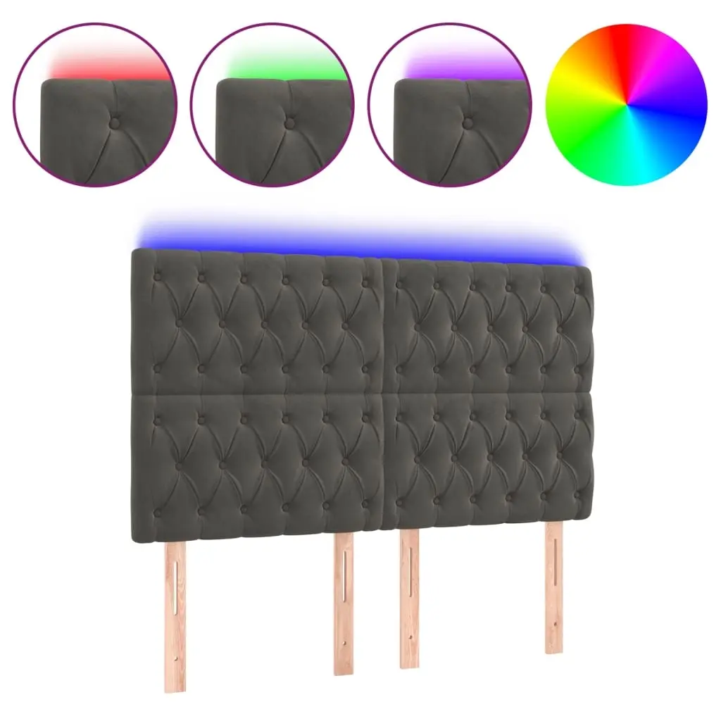 LED Headboard Dark Grey 160 cm Velvet 3122815 - Furniture