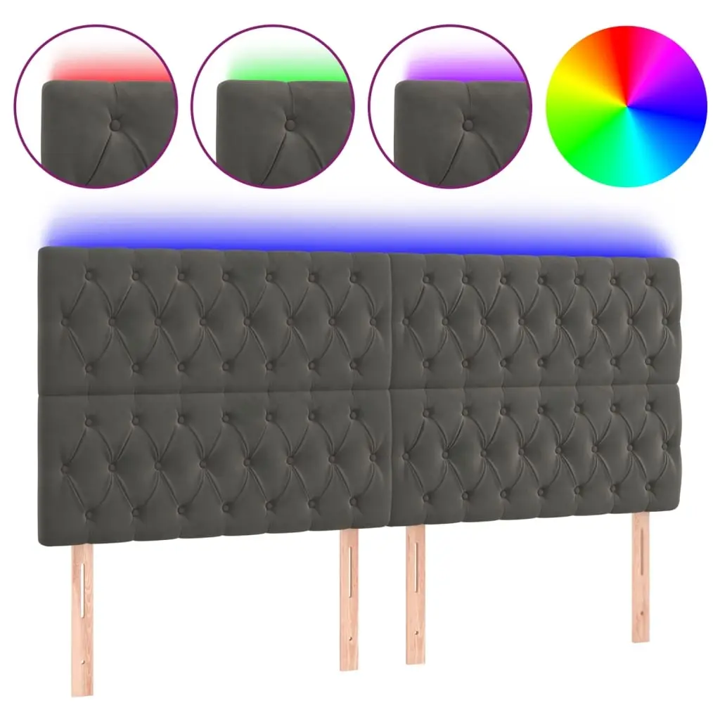 LED Headboard Dark Grey 200 cm Velvet 3122827 - Furniture
