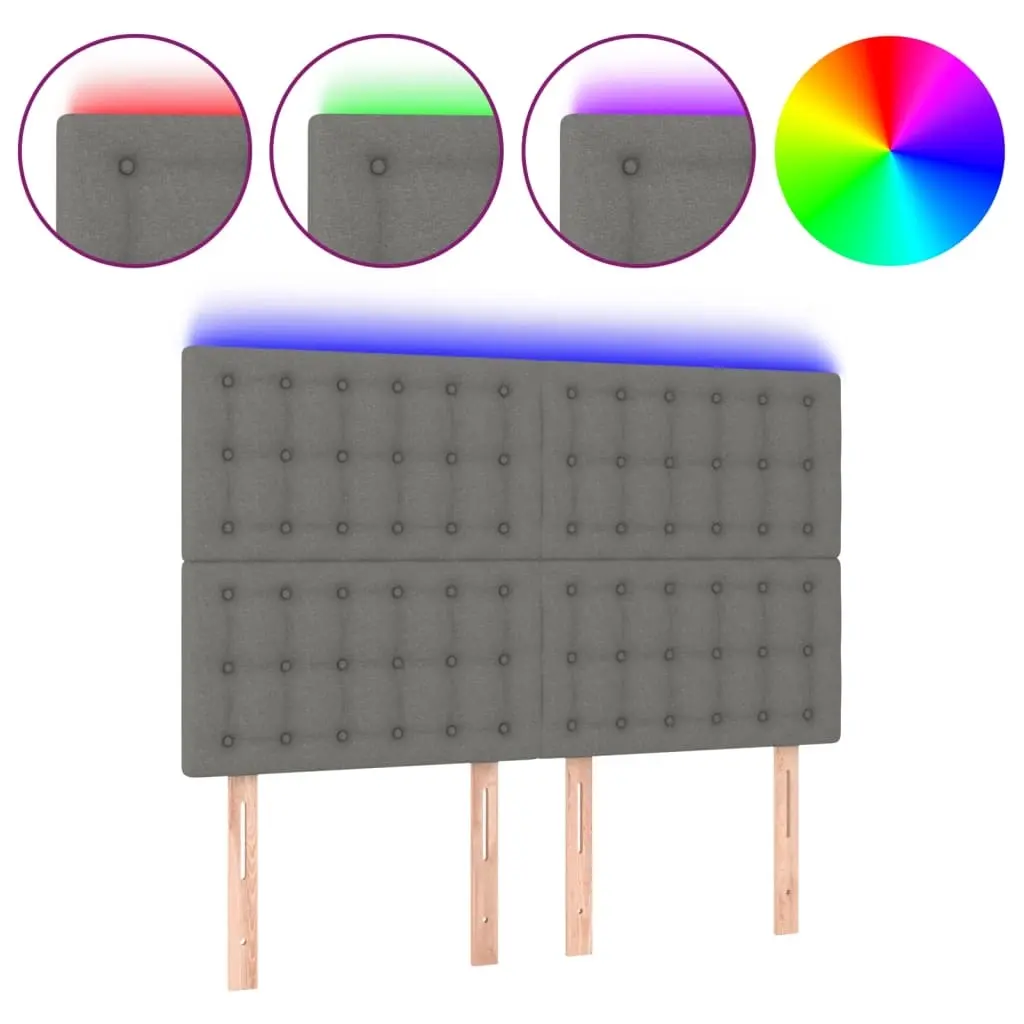 LED Headboard Dark Grey 144 cm Fabric 3122857 - Furniture