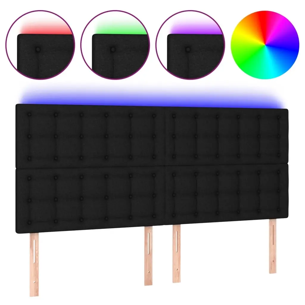 LED Headboard Black 160 cm Fabric 3122866 - Furniture