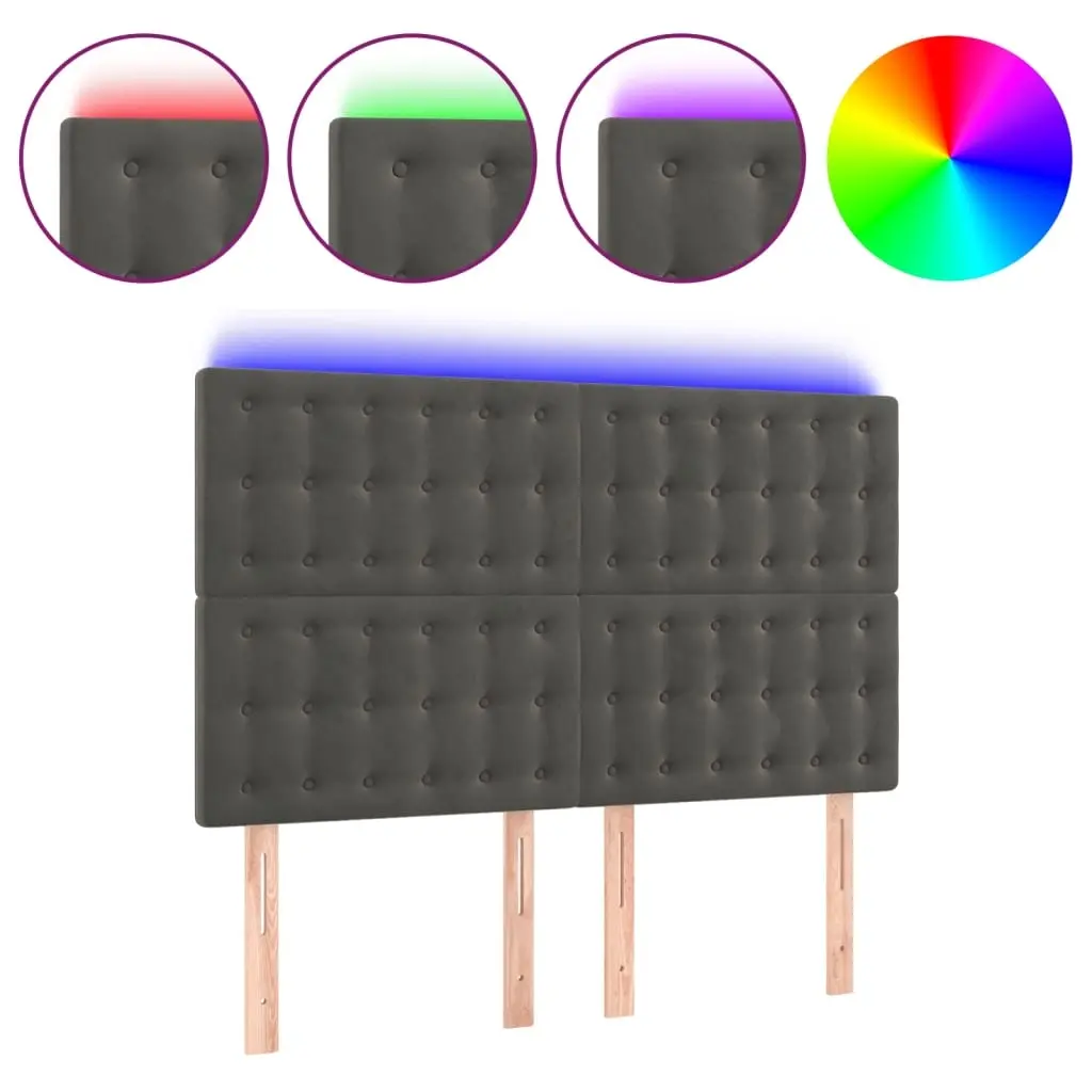 LED Headboard Dark Grey 144 cm Velvet 3122907 - Furniture