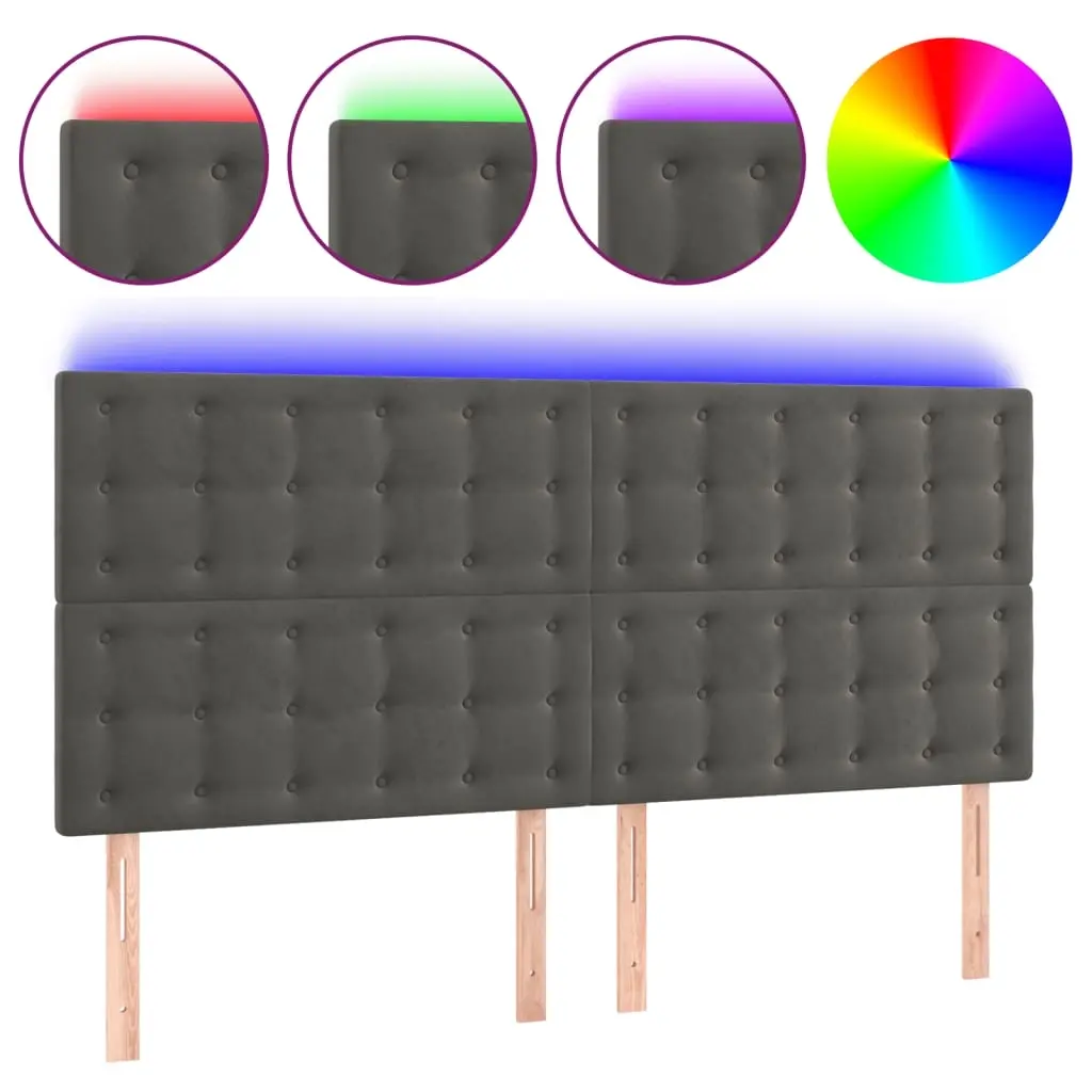 LED Headboard Dark Grey 160 cm Velvet 3122913 - Furniture