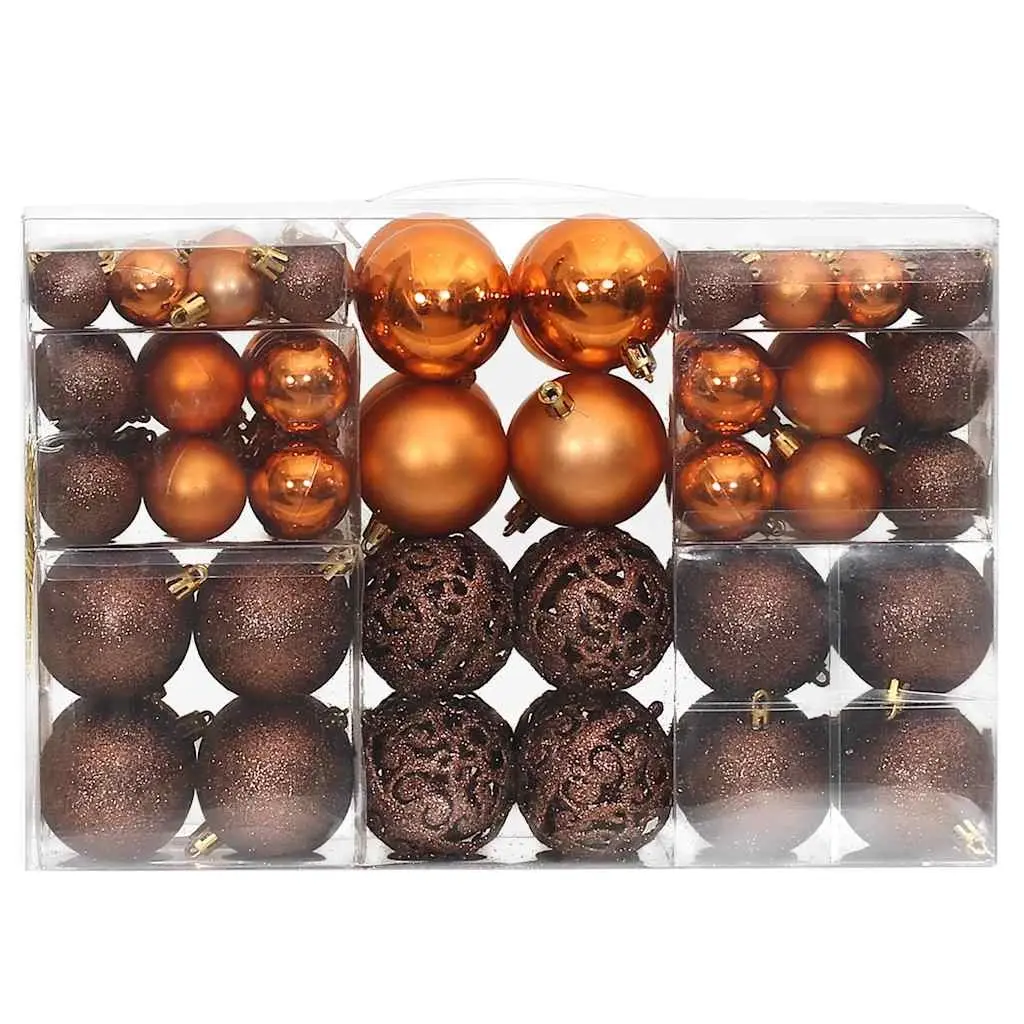 Christmas Baubles 100 pcs Brown 3 / 4 / 6 cm 356099 - Home & Garden