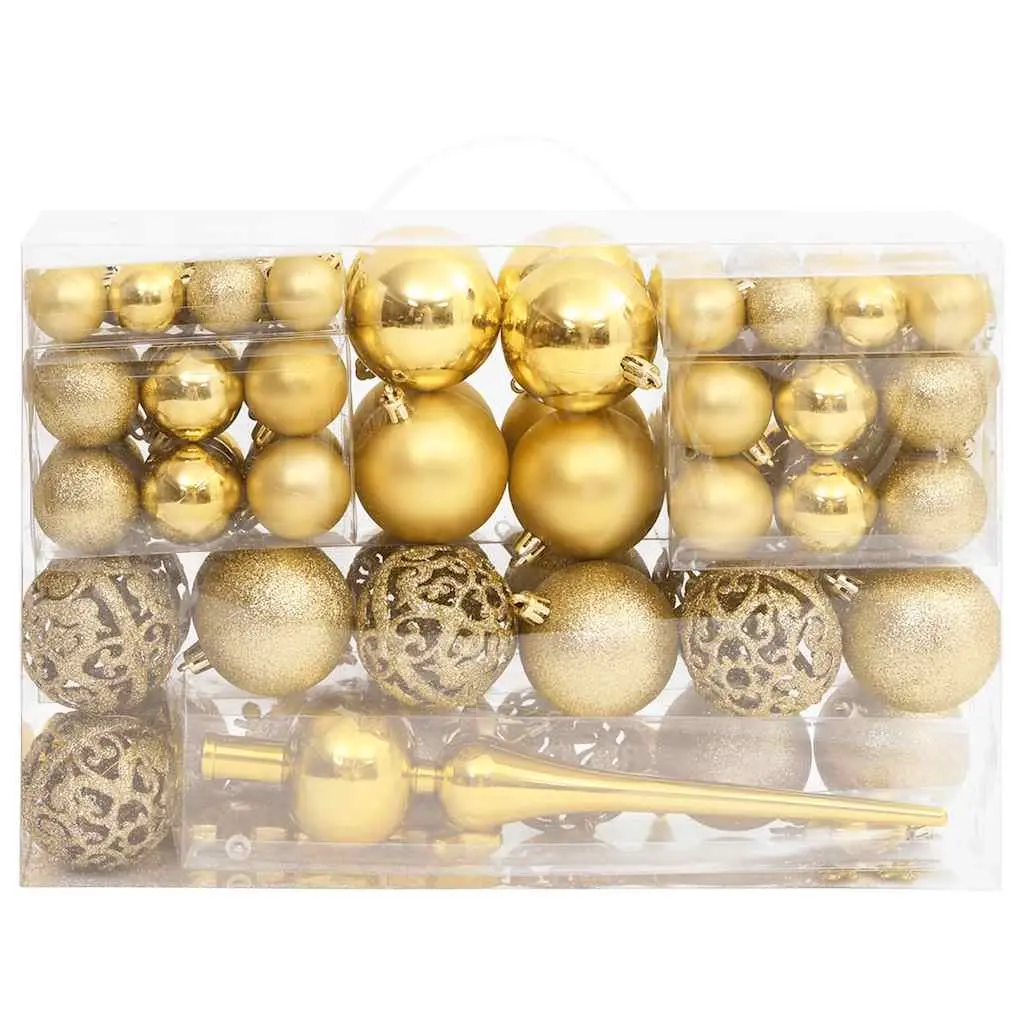 111 Piece Christmas Bauble Set Gold Polystyrene 356109 - Up to 60% Off Christmas Decoration Specials