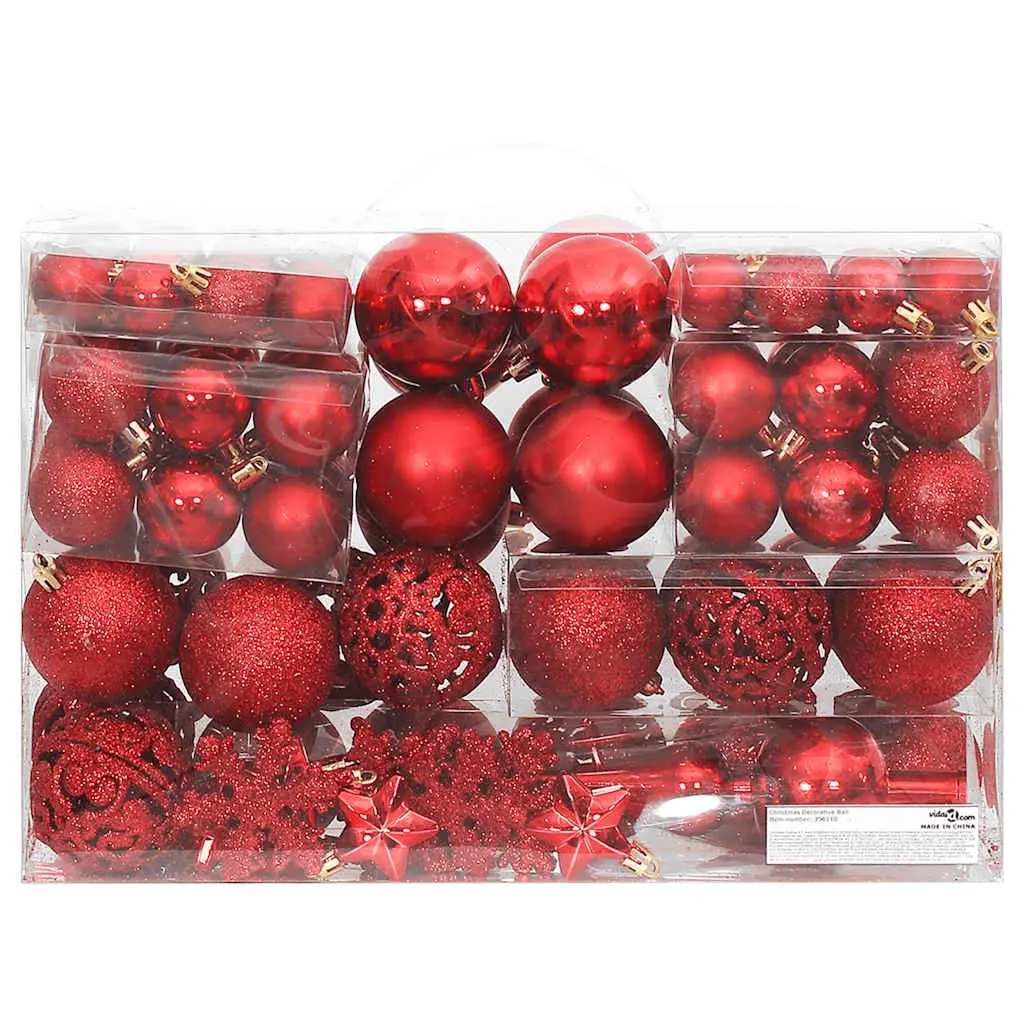 111 Piece Christmas Bauble Set Red Polystyrene 356110 - Up to 60% Off Christmas Decoration Specials