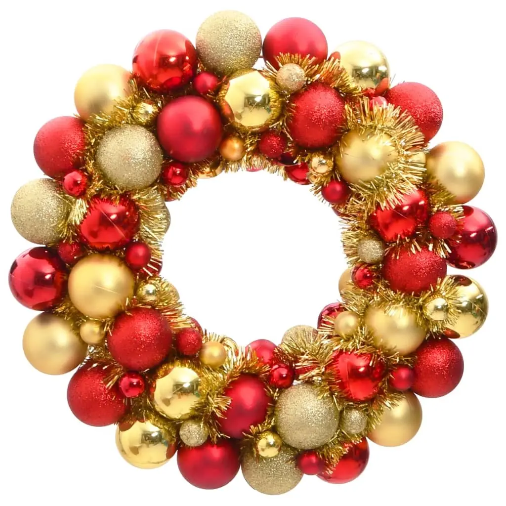 Christmas Wreath Red and Gold 45 cm Polystyrene 356125 - Home & Garden