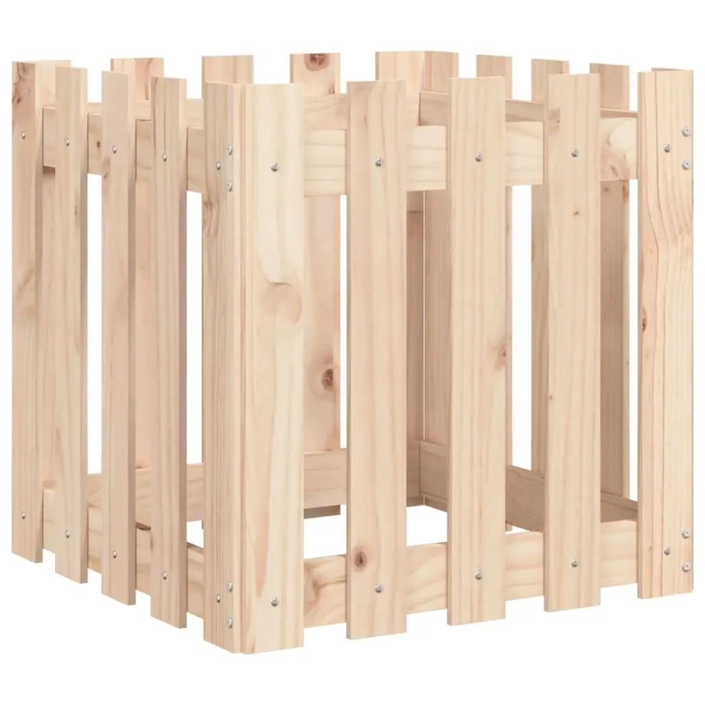 Garden Planter with Fence Design 50x50x50 cm Solid Wood Pine 832452 - Home & Garden