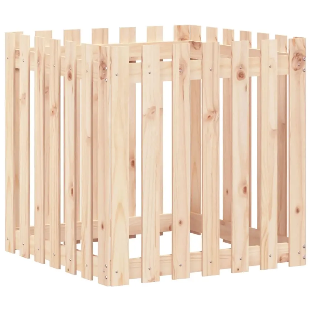 Garden Planter with Fence Design 70x70x70 cm Solid Wood Pine 832462 - Home & Garden