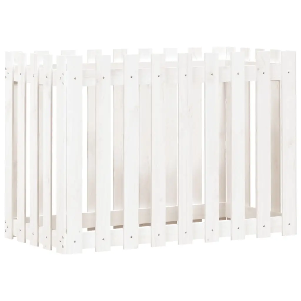 Garden Raised Bed with Fence Design White 100x50x70 cm Solid Wood Pine 832483 - Home & Garden