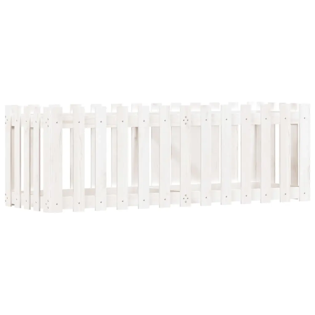 Garden Raised Bed with Fence Design White 150x50x50 cm Solid Wood Pine 832493 - Home & Garden