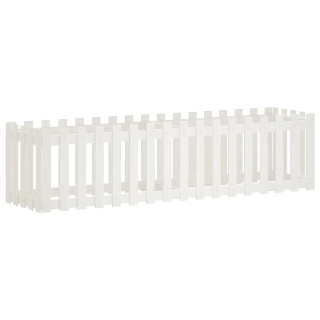 Garden Raised Bed with Fence Design White 200x50x50 cm Solid Wood Pine 832508 - Home & Garden