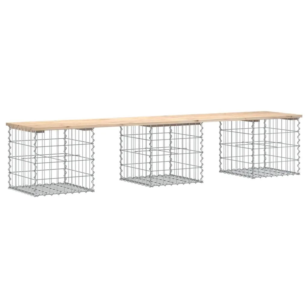 Garden Bench Gabion Design 203x44x42 cm Solid Wood Pine 834341 - Furniture