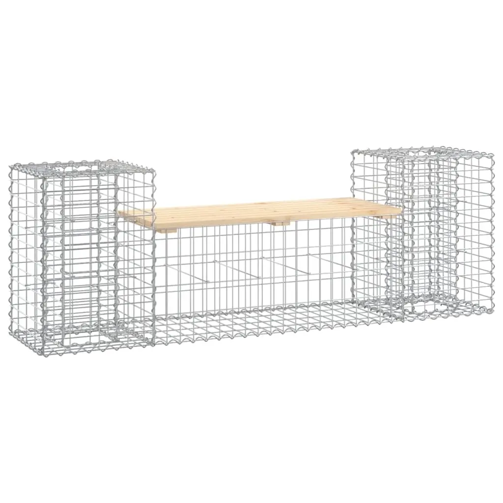 Garden Bench Gabion Design 183x41x60.5 cm Solid Wood Pine 834387 - Furniture