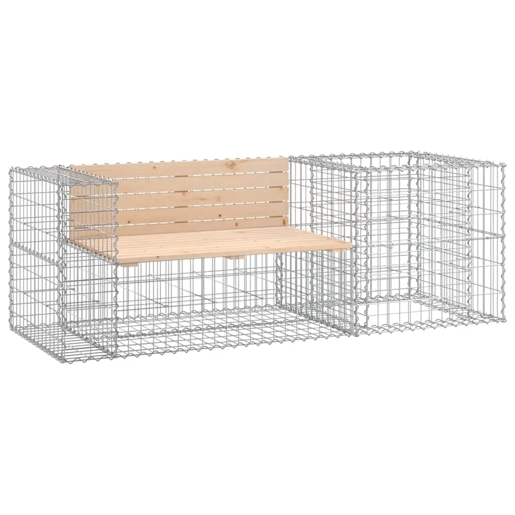 Garden Bench with Gabion Basket Solid Wood Pine 3196242 - Furniture