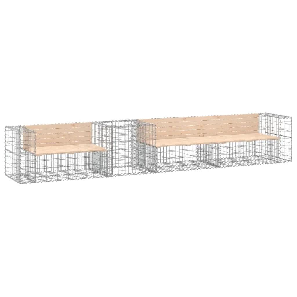 Garden Bench with Gabion Basket Solid Wood Pine 3196248 - Furniture