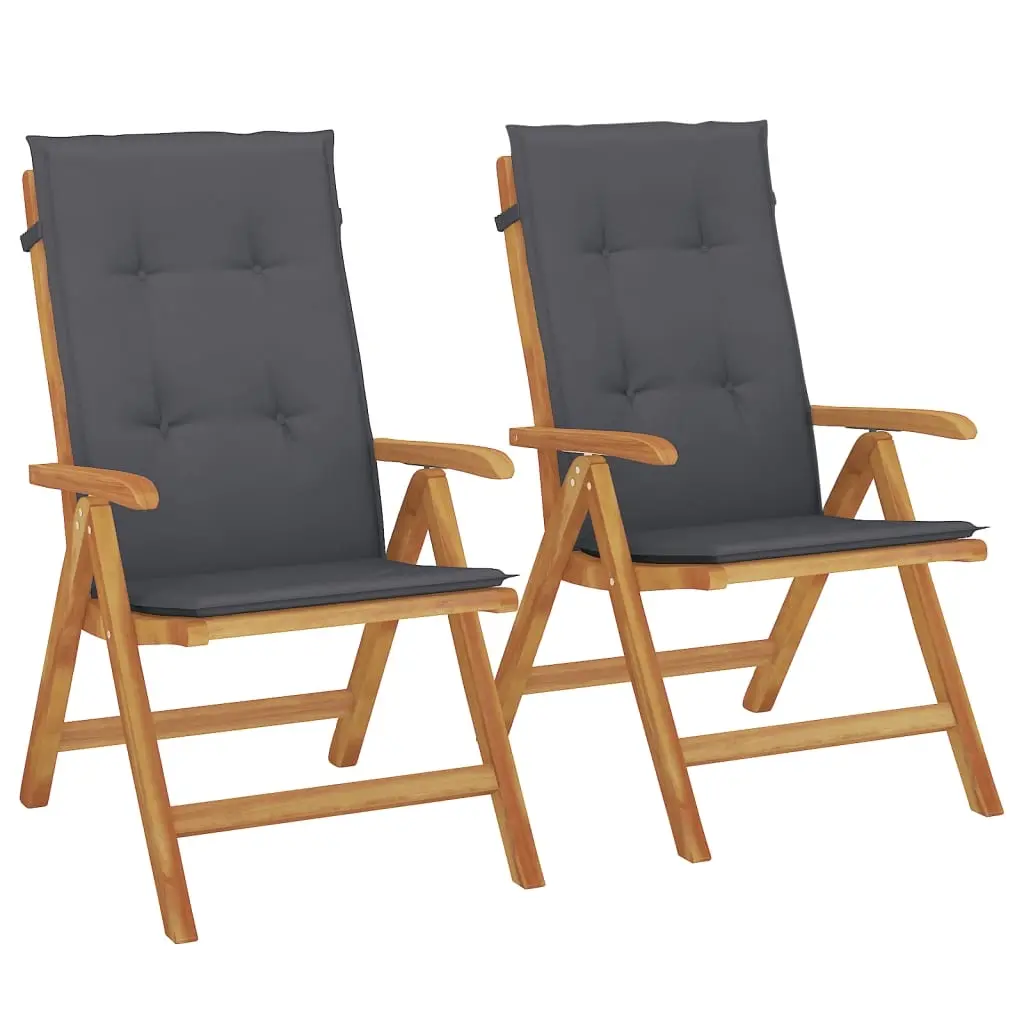 Reclining Garden Chairs with Cushions 2 pcs Solid Wood Teak 3196433 - Up to 65% off Outdoor Furniture