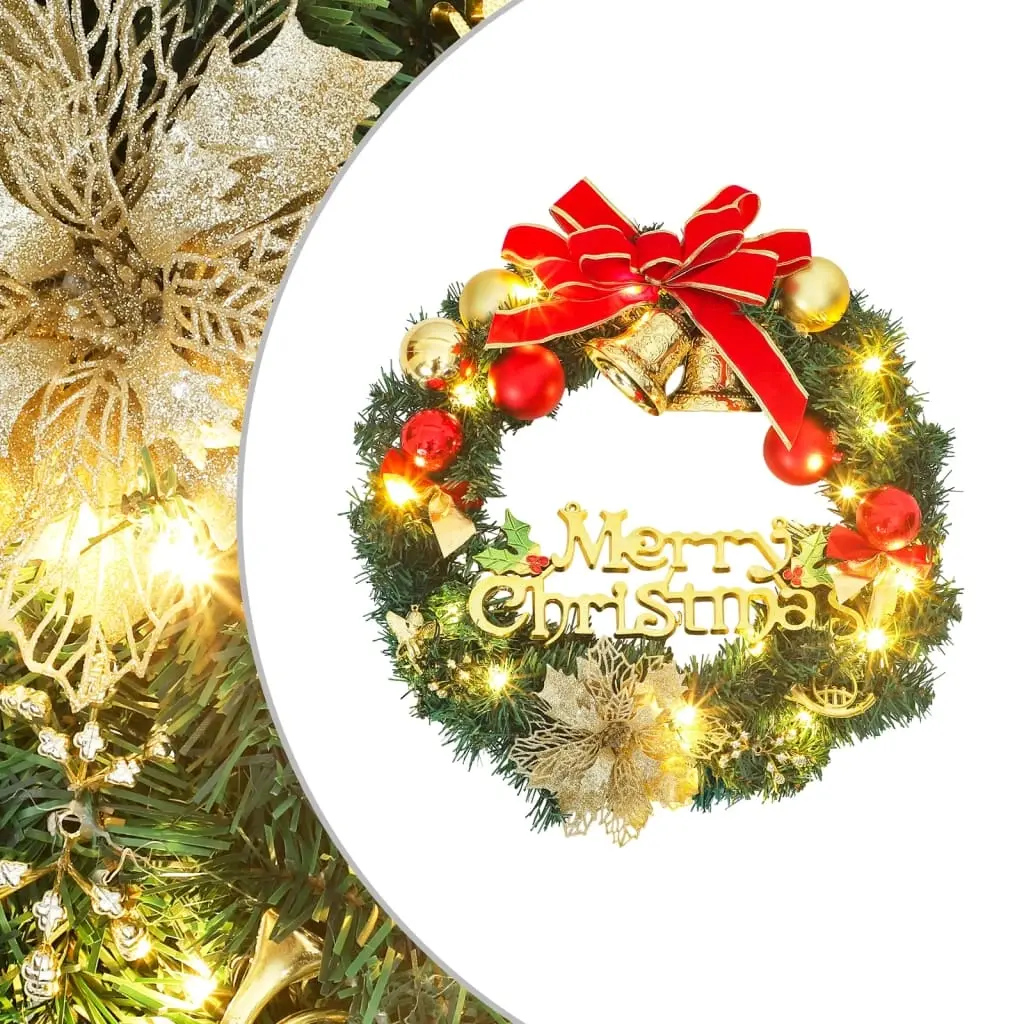 Christmas Wreath with 15 LEDs Green 30 cm 357764 - Home & Garden