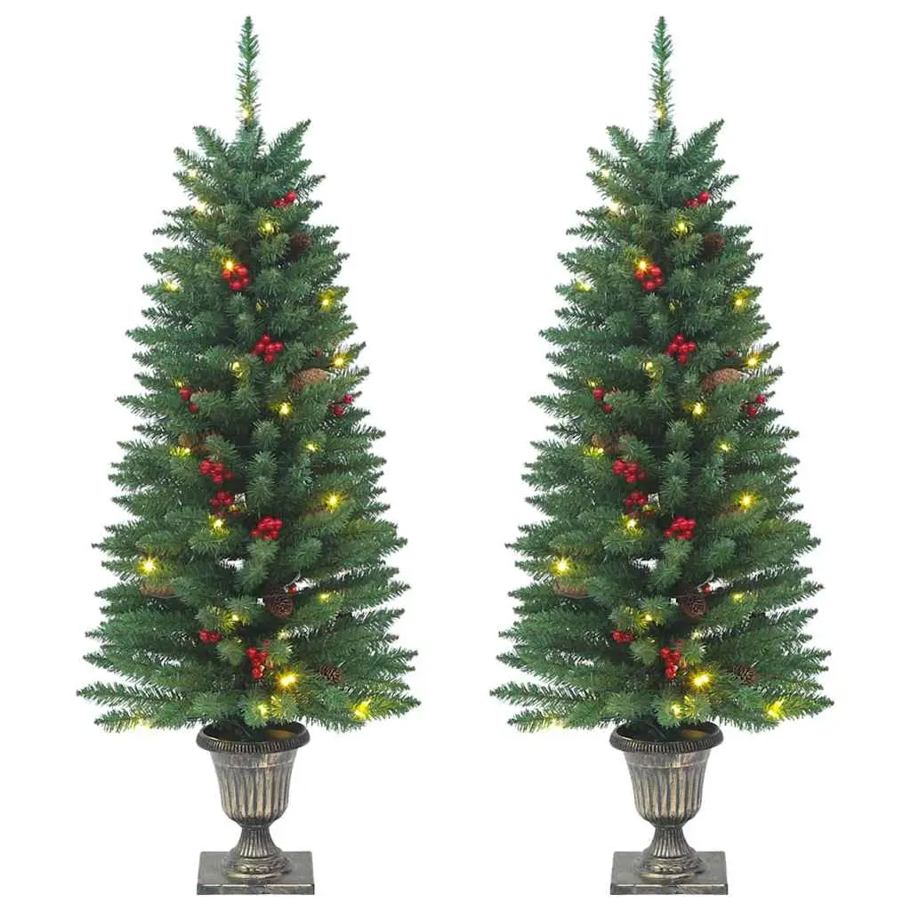 Artificial Christmas Trees 2 pcs 100 LEDs Green 120 cm 357770 - Up to 60% Off Christmas Decoration Specials